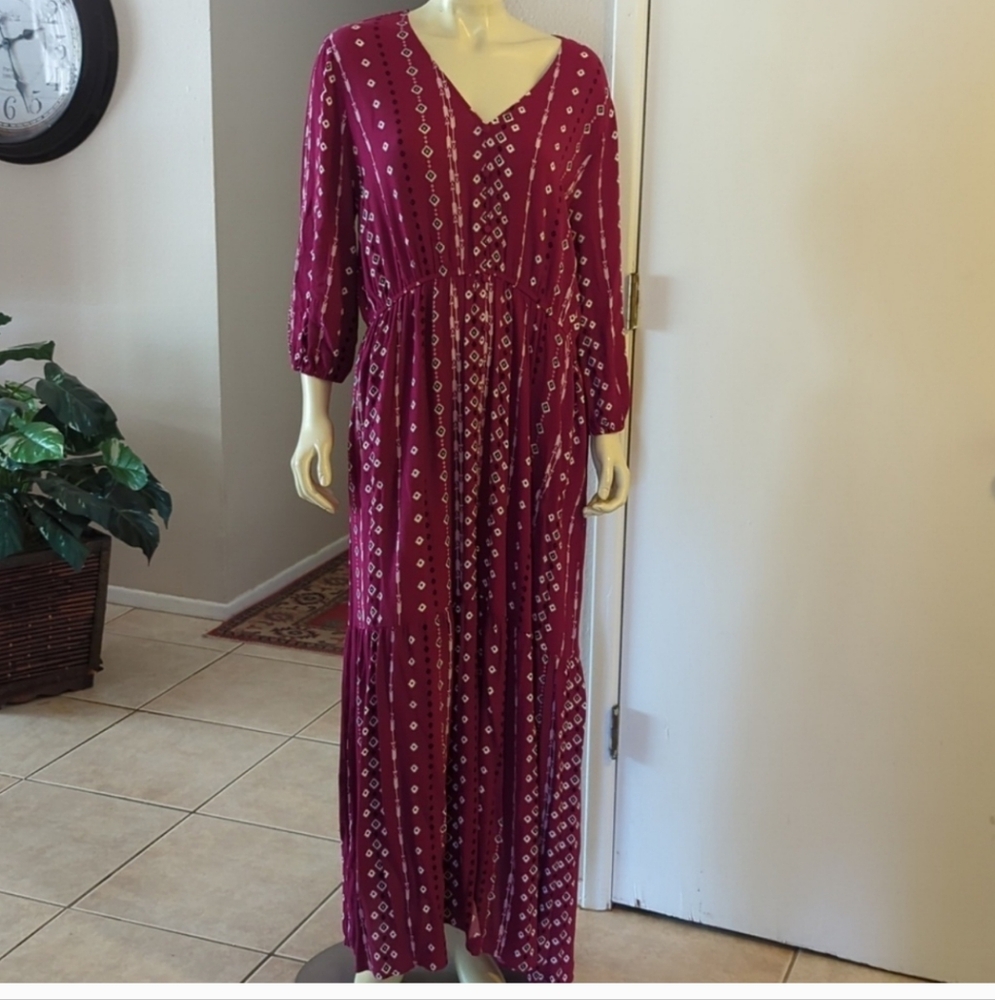 Introducing the Tribal Bohemian Burgundy Maxi - Your Ultimate Versatile Piece! - Picture 3 of 11